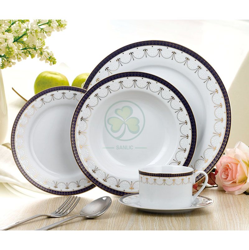 Hotel Restaurant Wedding Event Round Dishes Porcelain Dinnerware Sets Ceramic Dinner Plates  SL-CD2201RDWS