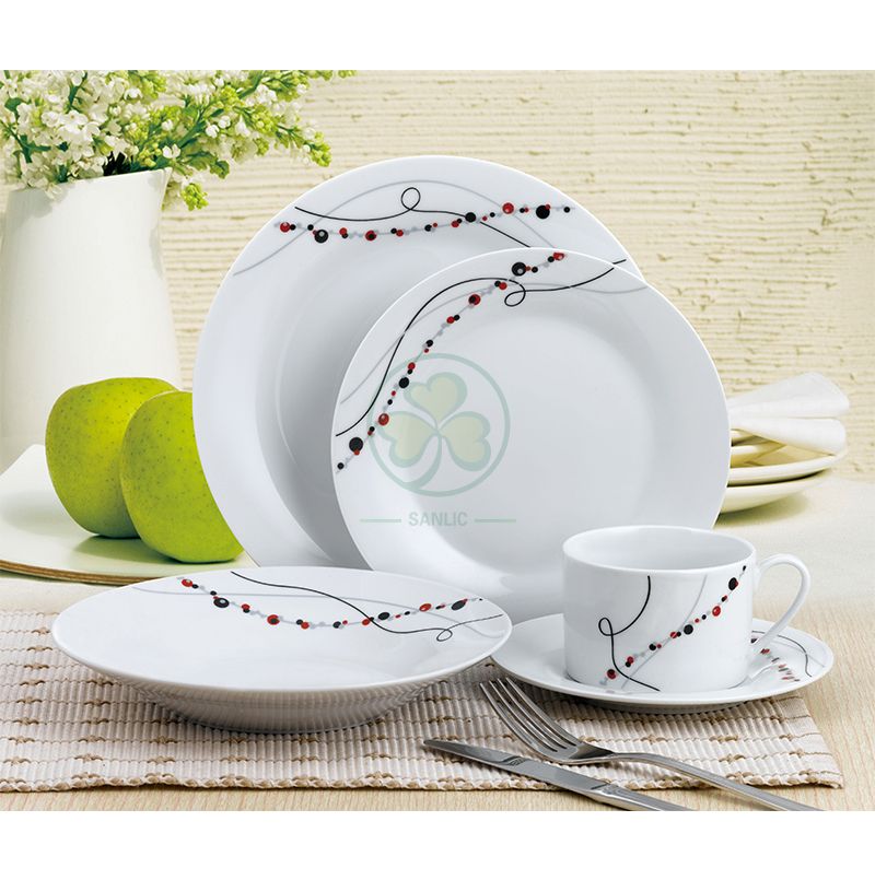 Hotel Restaurant Wedding Event Round Dishes Porcelain Dinnerware Sets Ceramic Dinner Plates  SL-CD2201RDWS