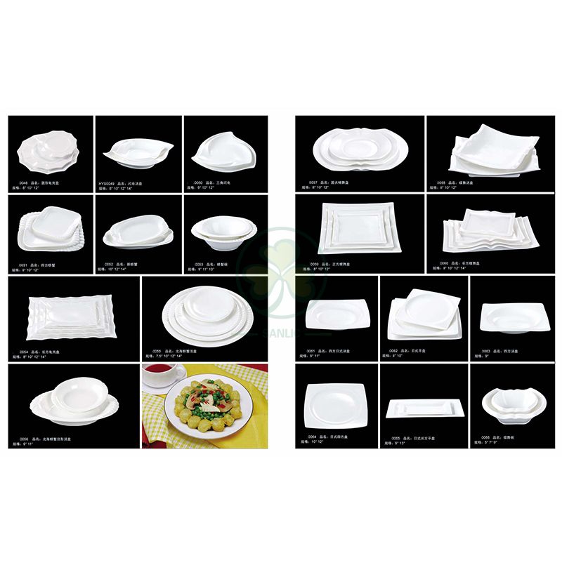 Eco Friendly White Porcelain Wedding Catering Ceramic Dinner Plates Bone China Plates  SL-CD2202WPCP