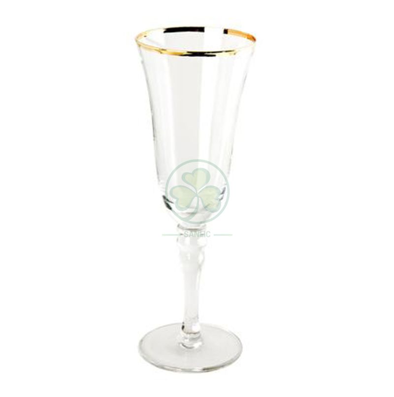 Hot Sale Decorated Wedding Champagne Flutes Party Restaurant Gold Rim Wine Vintage Glassware Set SL-CD2205LFWG