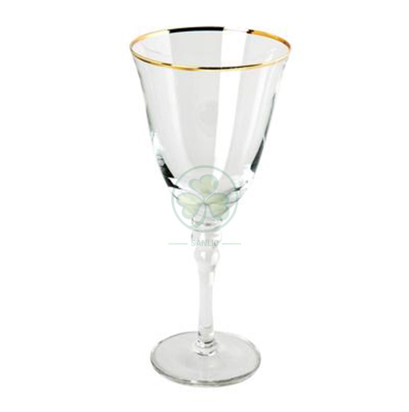 Hot Sale Decorated Wedding Champagne Flutes Party Restaurant Gold Rim Wine Vintage Glassware Set SL-CD2205LFWG