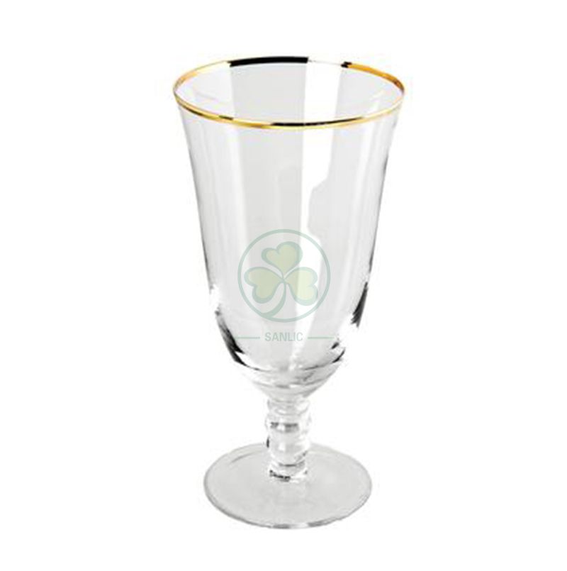 Hot Sale Decorated Wedding Champagne Flutes Party Restaurant Gold Rim Wine Vintage Glassware Set SL-CD2205LFWG