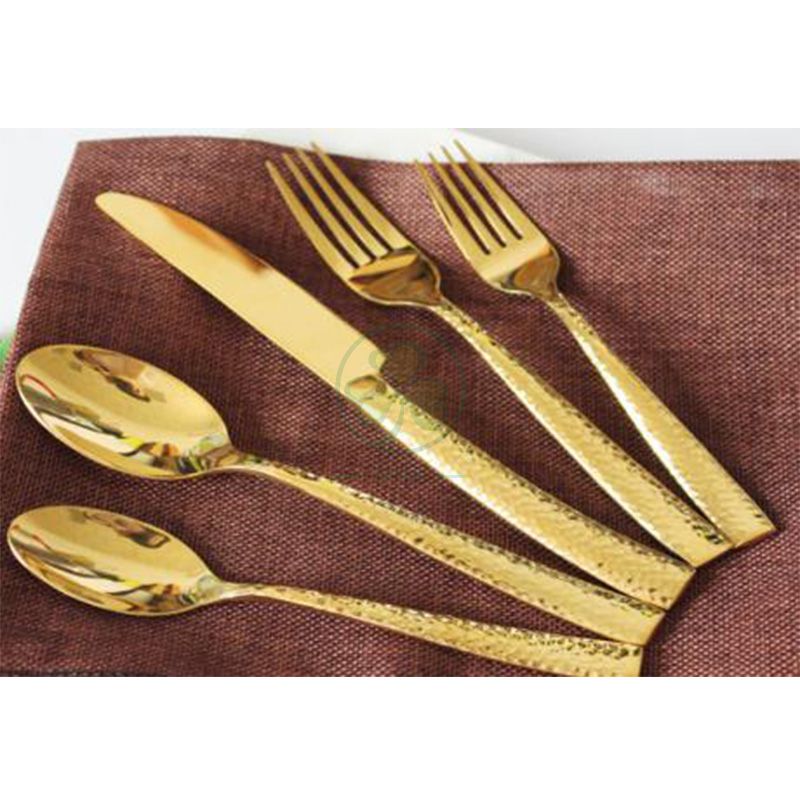 Royal Gold Plated Stainless Steel Knife Spoon Fork Hotel Restaurant Wedding Dinner Cutlery Set SL-CD2209GSSC