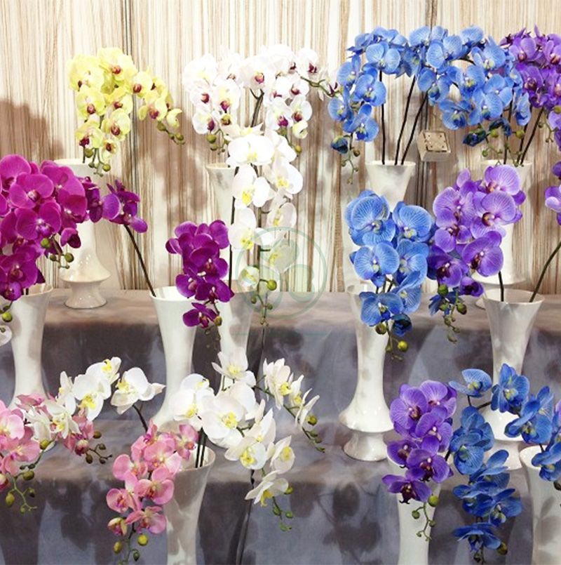 High Quality Real Touch Artificial Orchids Flower Silk Cloth Film Orchid For Wedding Party Home Decoration SL-CD2213ARTF