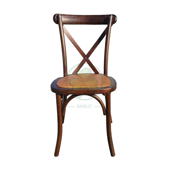 Popular Dark Wood X Back Chair with Rattan Seat for Event Rental