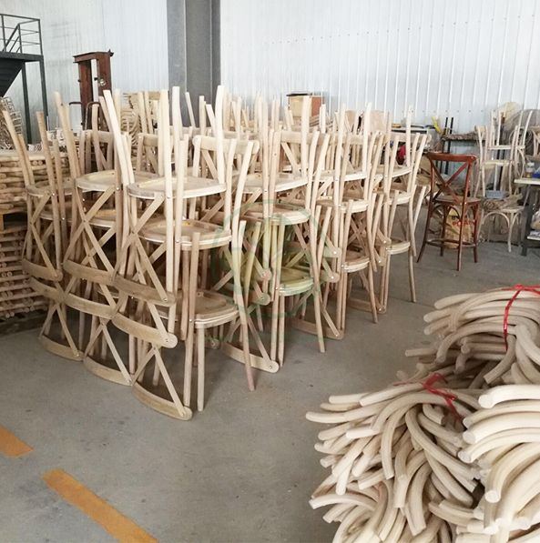 Popular Dark Wood X Back Chair with Rattan Seat for Event Rental