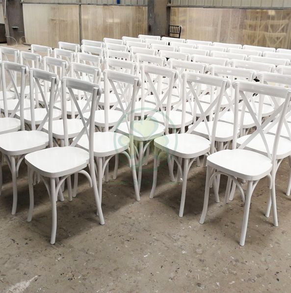 Popular Dark Wood X Back Chair with Rattan Seat for Event Rental