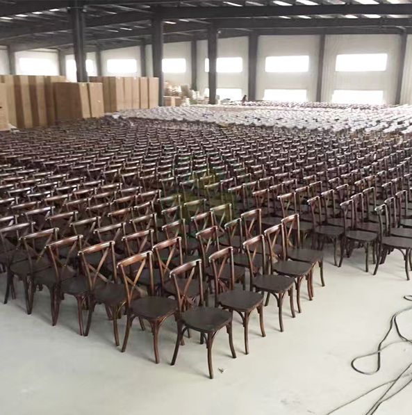 Popular Dark Wood X Back Chair with Rattan Seat for Event Rental