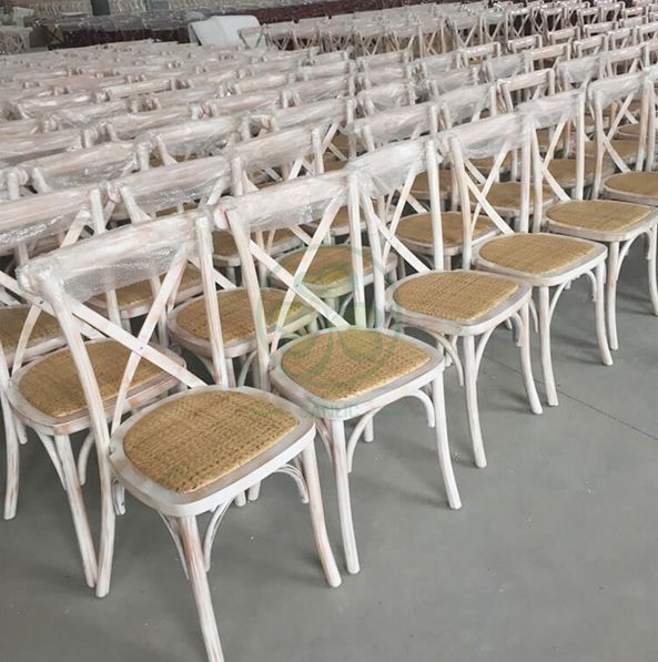 Customized French Stackable Wedding Crossback Chairs