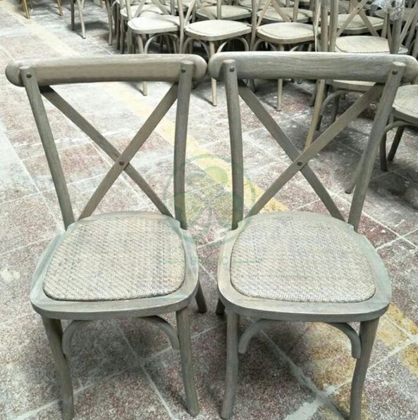 Customized French Stackable Wedding Crossback Chairs