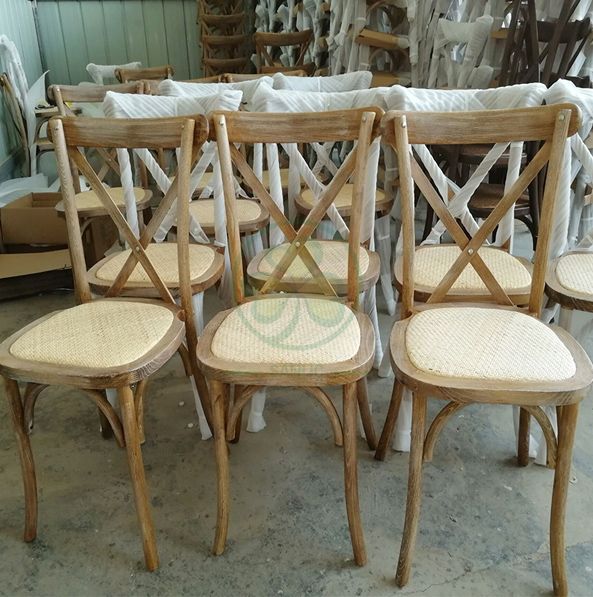 Customized French Stackable Wedding Crossback Chairs