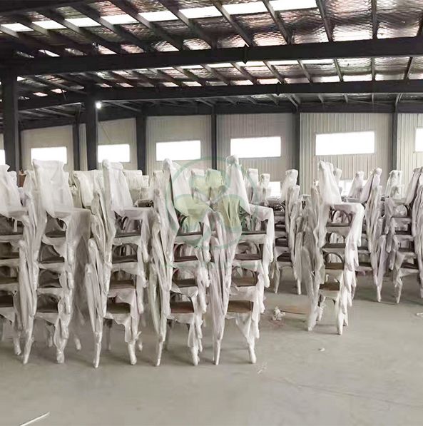 Hotel Banquet X Back Dining Chairs with Wood Grain Wiredrawing