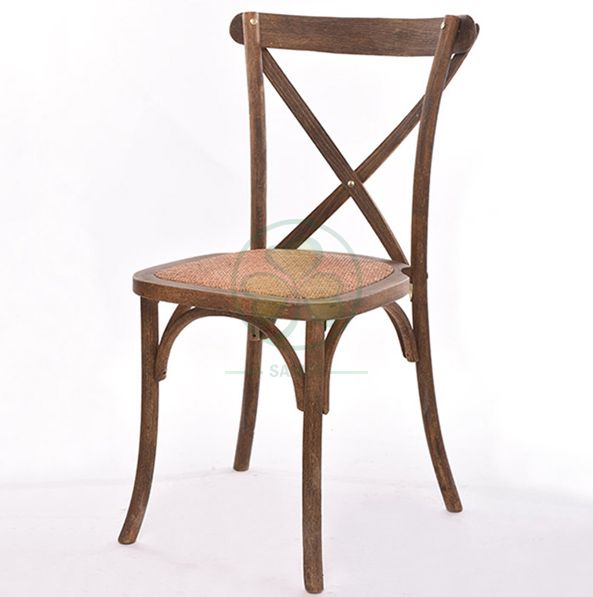 Hotel Banquet X Back Dining Chairs with Wood Grain Wiredrawing