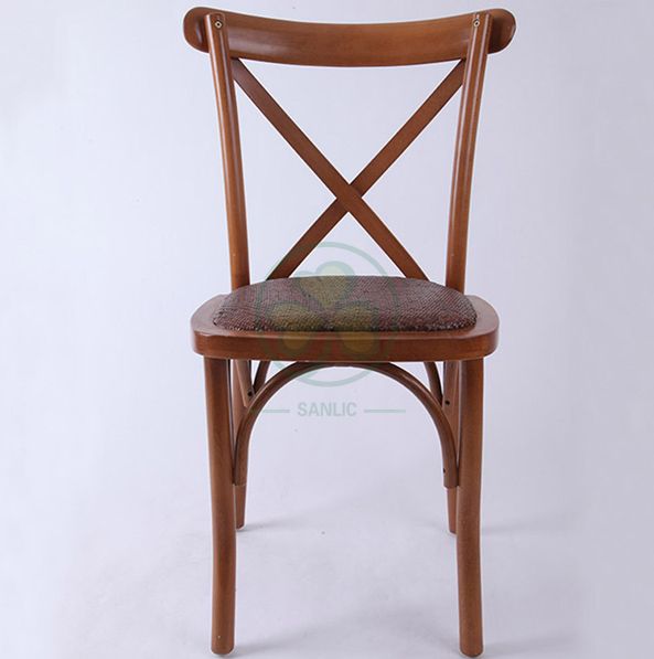Outdoor Stackable Cross Back Chair with Rattan Seat  SL-W1827RGXB