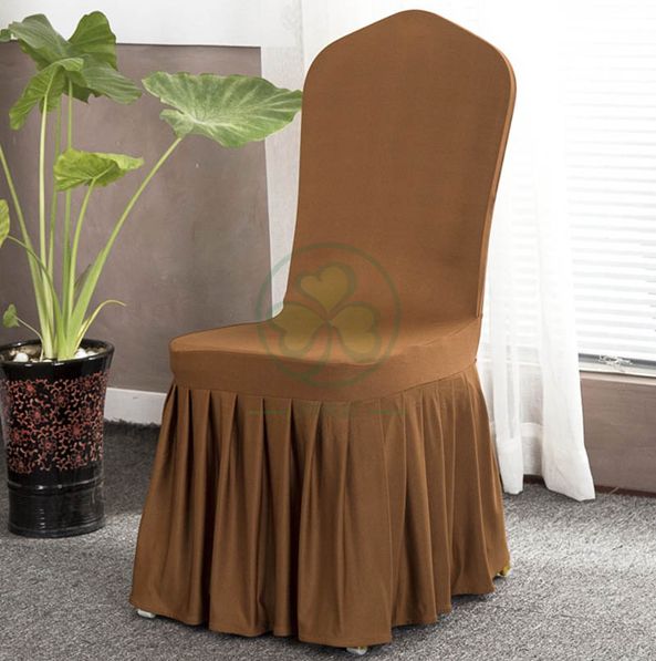 Wholesale Universal Spandex Strechy Ruffled Banquet Chair Cover SL-F1944SRCC