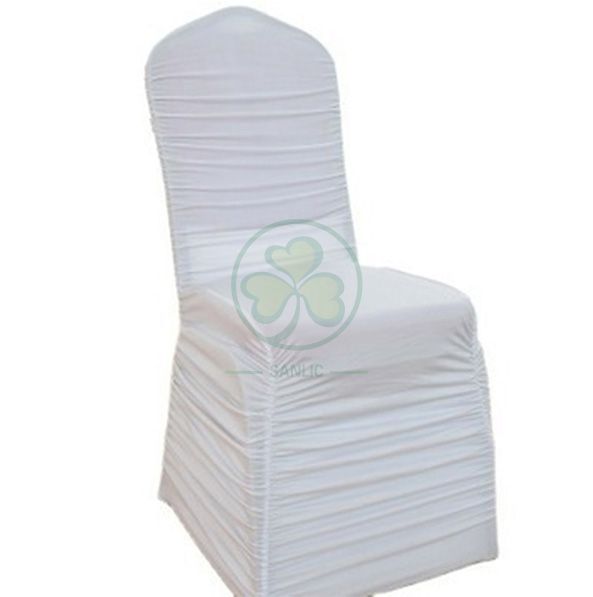 Wholesale Ruched Fashion Spandex Banquet Chair Cover in White SL-1947RSBC