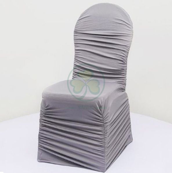 Wholesale Ruched Fashion Spandex Banquet Chair Cover in White SL-1947RSBC
