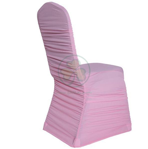 Wholesale Ruched Fashion Spandex Banquet Chair Cover in White SL-1947RSBC