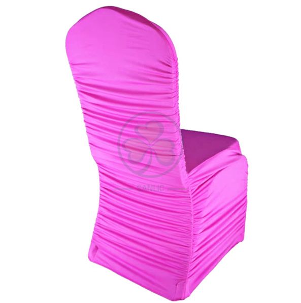 Wholesale Ruched Fashion Spandex Banquet Chair Cover in White SL-1947RSBC