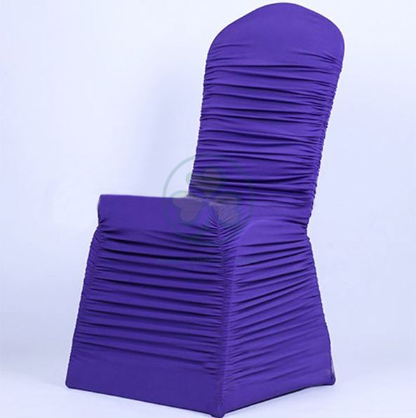 Wholesale Ruched Fashion Spandex Banquet Chair Cover in White SL-1947RSBC