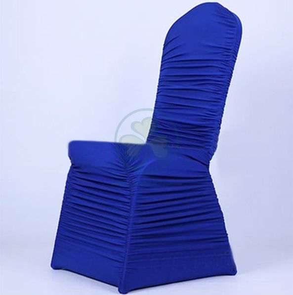 Wholesale Ruched Fashion Spandex Banquet Chair Cover in White SL-1947RSBC