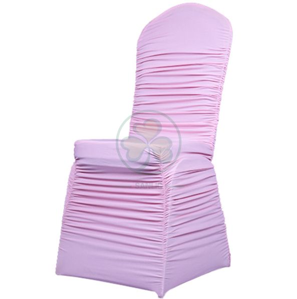 Wholesale Ruched Fashion Spandex Banquet Chair Cover in White SL-1947RSBC