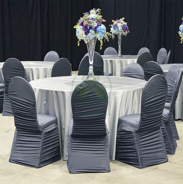 Wholesale Ruched Fashion Spandex Banquet Chair Cover in White SL-1947RSBC