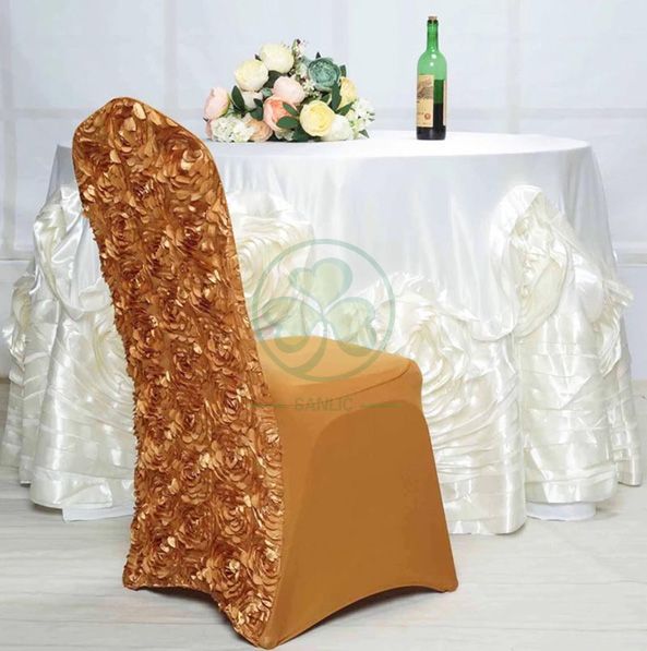 Buy White Satin Rosette Stretch Banquet Spandex Chair Cover SL-F1954SRBC