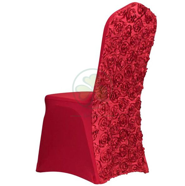 Buy White Satin Rosette Stretch Banquet Spandex Chair Cover SL-F1954SRBC