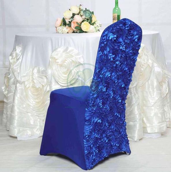 Buy White Satin Rosette Stretch Banquet Spandex Chair Cover SL-F1954SRBC