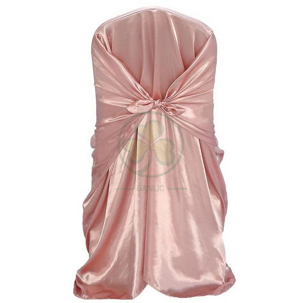 Wholesale Satin Self-Tie Universal Banquet Chair Cover White SL-F1956USBC