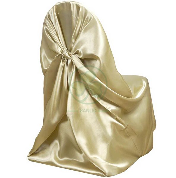 Wholesale Satin Self-Tie Universal Banquet Chair Cover White SL-F1956USBC