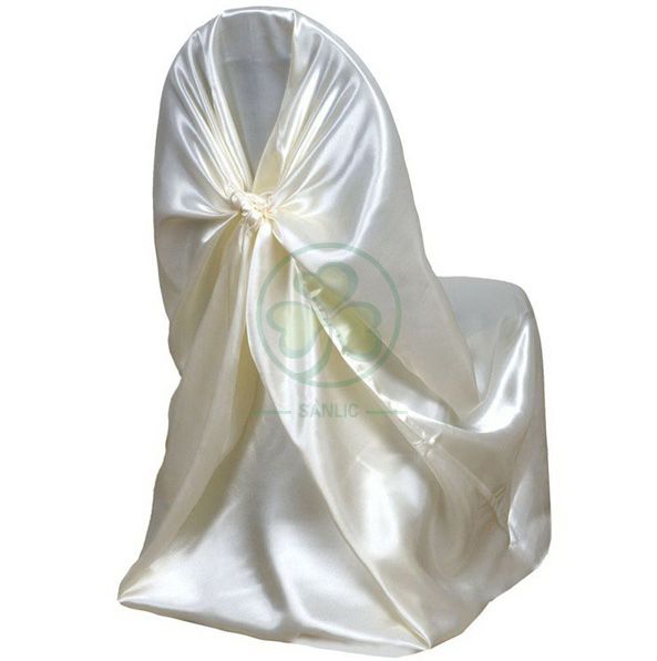Wholesale Satin Self-Tie Universal Banquet Chair Cover White SL-F1956USBC
