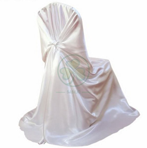 Wholesale Satin Self-Tie Universal Banquet Chair Cover White SL-F1956USBC