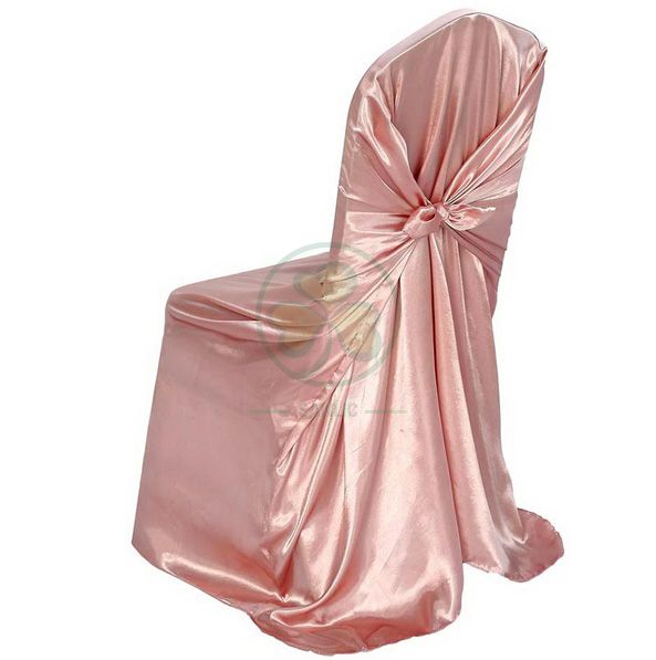 Wholesale Satin Self-Tie Universal Banquet Chair Cover White SL-F1956USBC