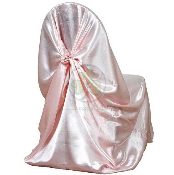 Wholesale Satin Self-Tie Universal Banquet Chair Cover White SL-F1956USBC