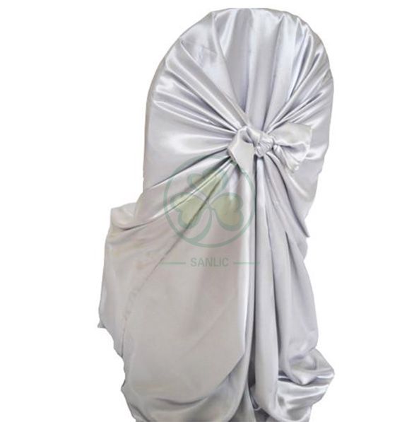 Wholesale Satin Self-Tie Universal Banquet Chair Cover White SL-F1956USBC