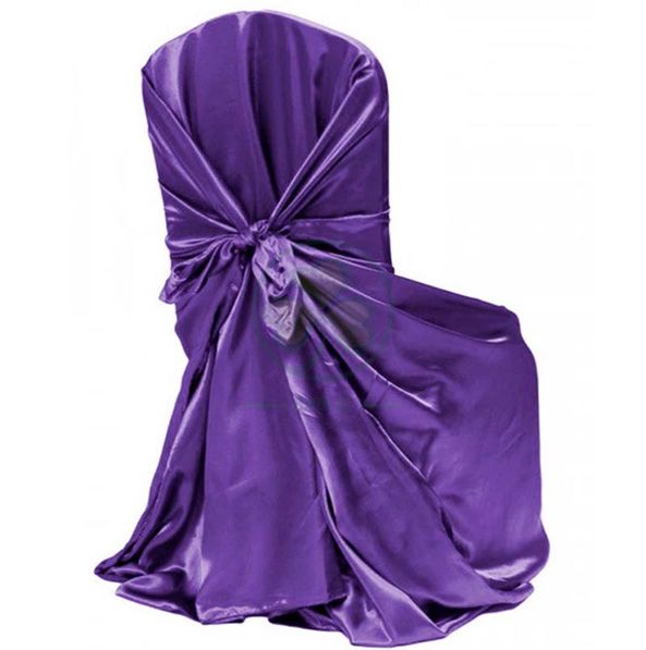 Wholesale Satin Self-Tie Universal Banquet Chair Cover White SL-F1956USBC