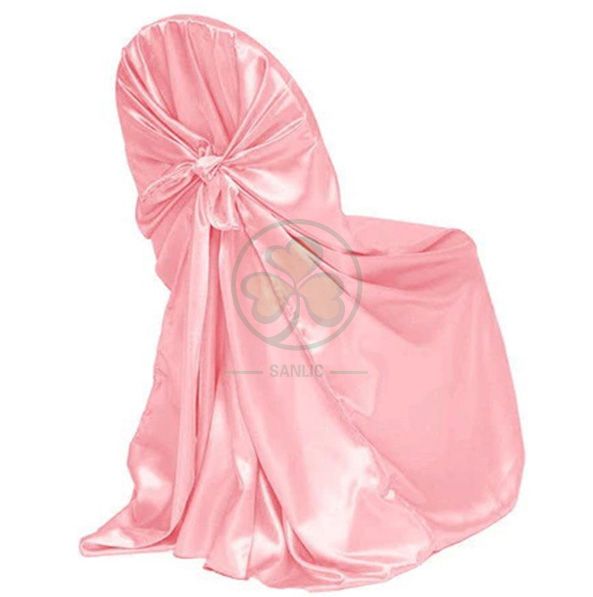 Wholesale Satin Self-Tie Universal Banquet Chair Cover White SL-F1956USBC