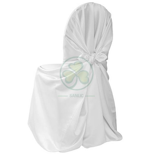 Wholesale Satin Self-Tie Universal Banquet Chair Cover White SL-F1956USBC