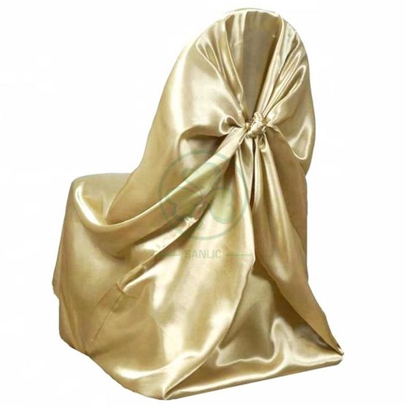 Wholesale Satin Self-Tie Universal Banquet Chair Cover White SL-F1956USBC