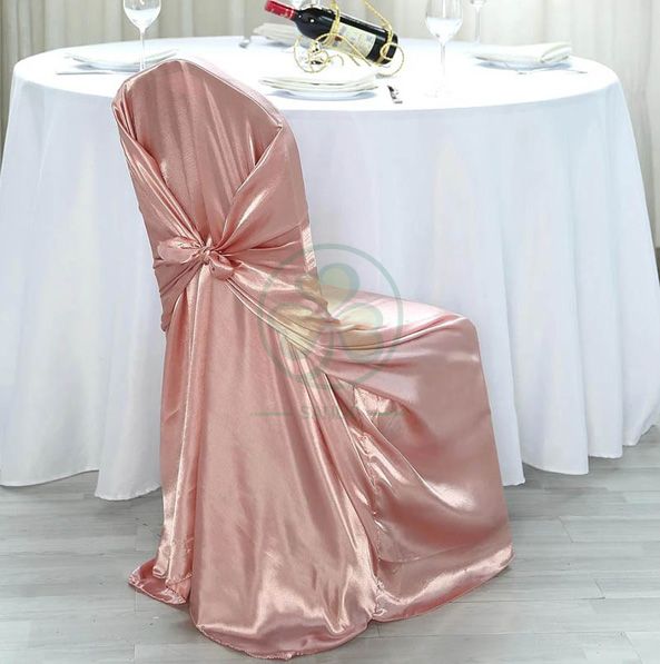 Wholesale Satin Self-Tie Universal Banquet Chair Cover White SL-F1956USBC