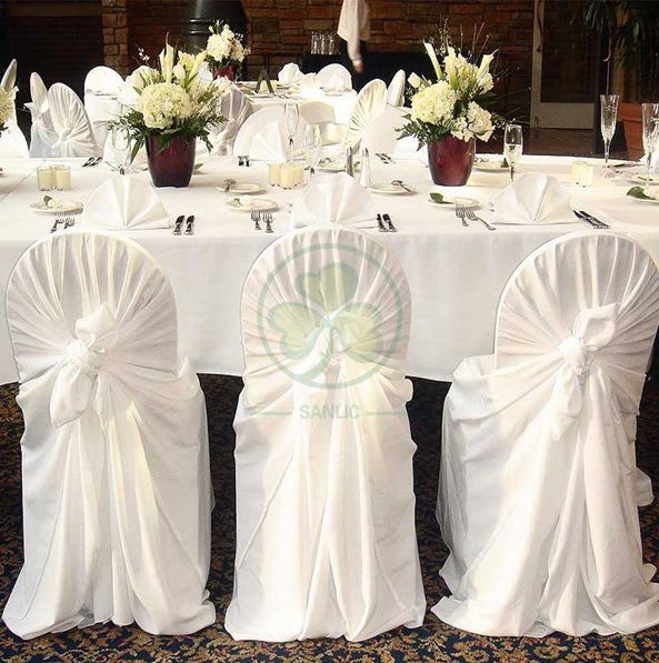 Wholesale Satin Self-Tie Universal Banquet Chair Cover White SL-F1956USBC