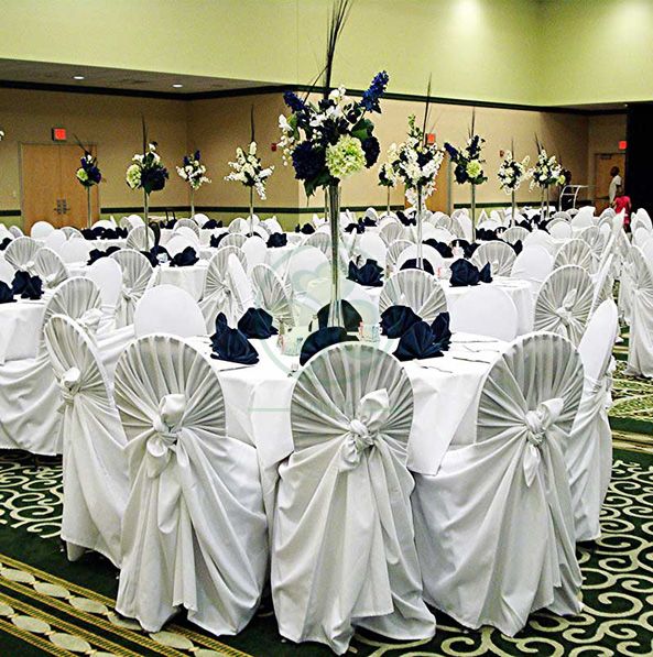 Wholesale Satin Self-Tie Universal Banquet Chair Cover White SL-F1956USBC