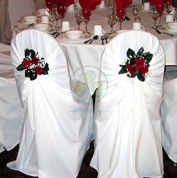 Wholesale Satin Self-Tie Universal Banquet Chair Cover White SL-F1956USBC