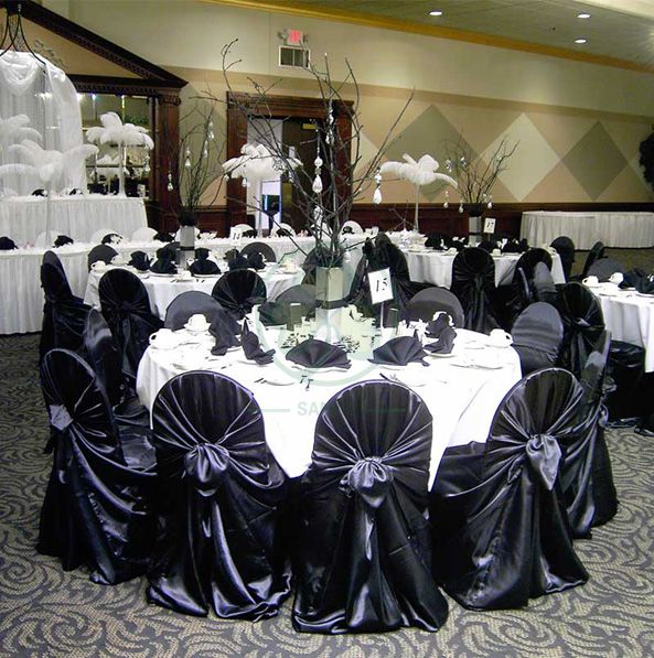 Wholesale Satin Self-Tie Universal Banquet Chair Cover White SL-F1956USBC