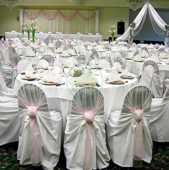 Wholesale Satin Self-Tie Universal Banquet Chair Cover White SL-F1956USBC