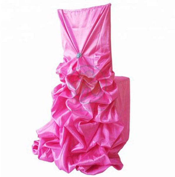 Wholesale Fancy Ruffled Chiffon Chair Covers with Curly Willow Sash for Wedding Decoration  SL-F1969CCWS