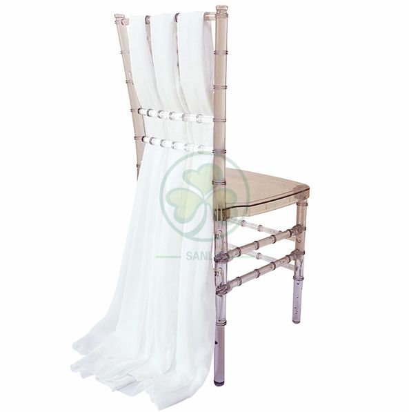 Wholesale Fancy Ruffled Chiffon Chair Covers with Curly Willow Sash for Wedding Decoration  SL-F1969CCWS