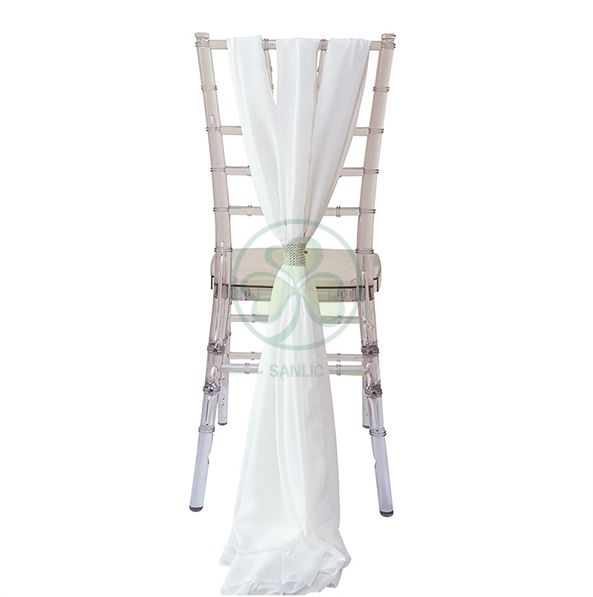 Wholesale Fancy Ruffled Chiffon Chair Covers with Curly Willow Sash for Wedding Decoration  SL-F1969CCWS